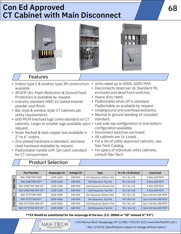 Con Ed CT Cabinet Main Disconnect - CT Cabinets
