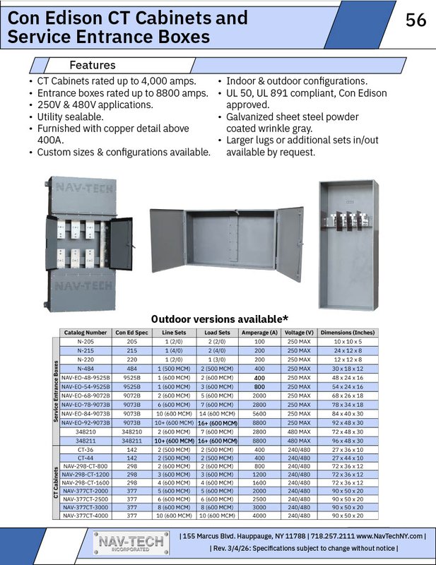 Con Ed CT Cabinets Service Entrance - CT Cabinets