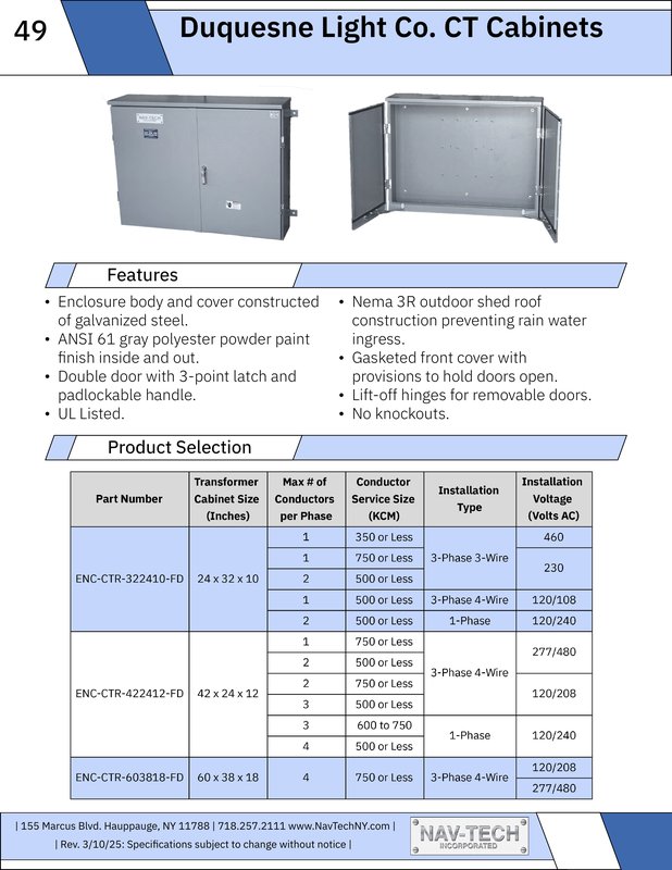 Duquesne Light CT Cabinets - CT Cabinets