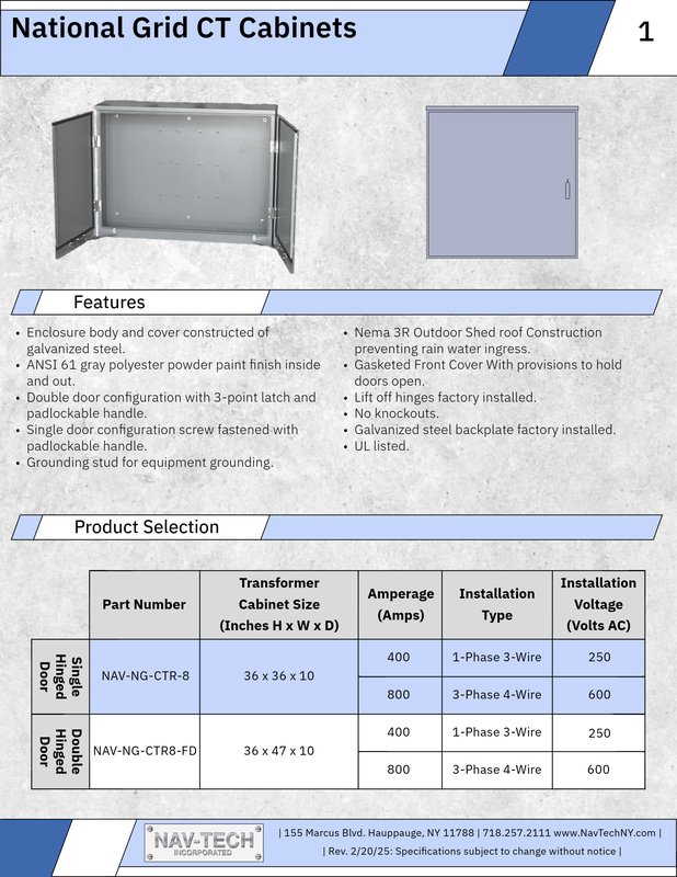 National Grid CT Cabinets - CT Cabinets
