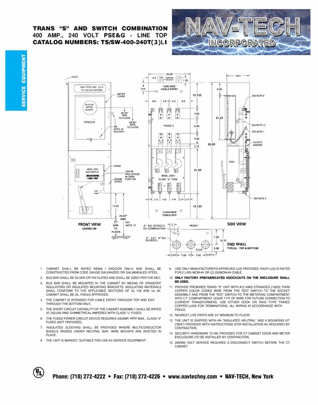 TSSW-400-240T(3)LI PSE&G - Trans Socket / Disconnect Combo