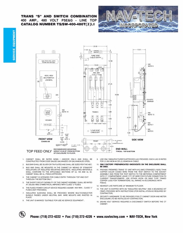 TSSW-400-480T(3)LI PSE&G - Trans Socket / Disconnect Combo