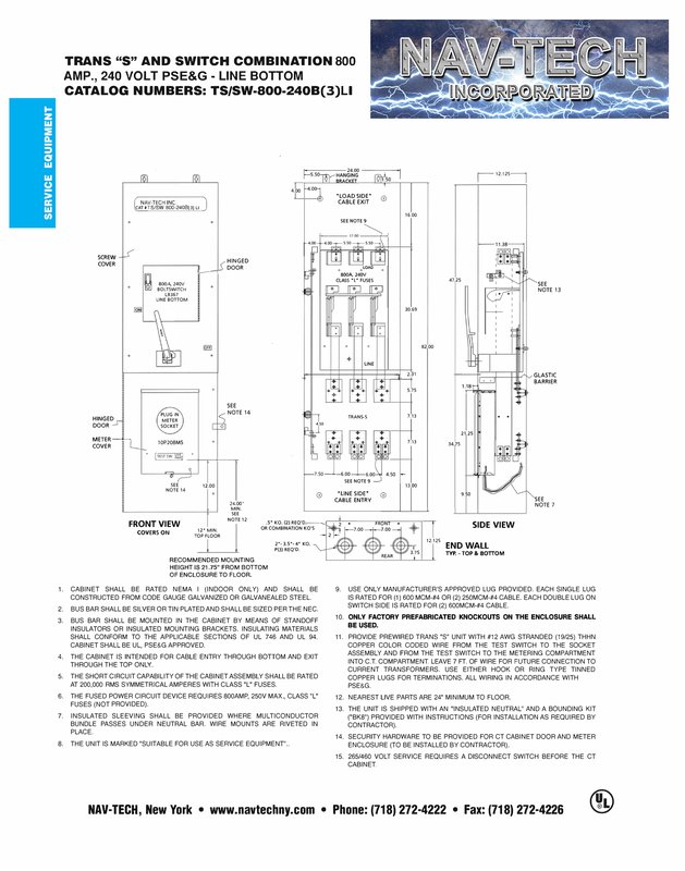 TSSW-800-240B(3)LI PSE&G - Trans Socket / Disconnect Combo